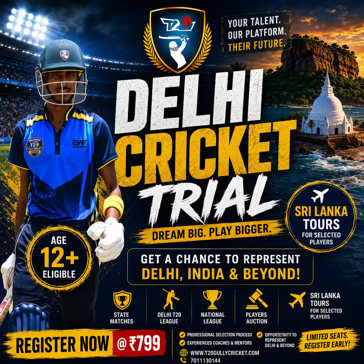 Delhi Cricket Trials 2026 – Join T20 Gully Cricket and Play State Matches